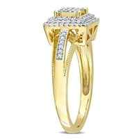 Miabella női karátos T.W. Gyémánt 10KT sárga arany dupla halo négyzet alakú klaszter gyűrű