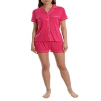 A blis női rövid ujjú gomb lefelé pizsamák alvó ing és rövidnadrág pj set