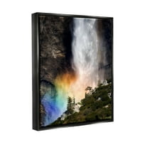 Stupell Industries Rainbow Waterfall Cliffs Fotó Jet Fekete Fekete Folyamatú Keretes vászon nyomtatott fali művészet, Mindy Sommers