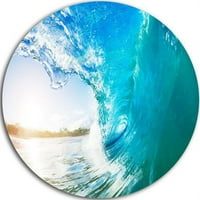 Designart 'Blue Waves Arch' Disc Seascape Photography Circle Metal Wall Art