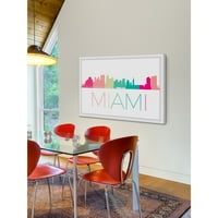 Miami Színes Skyline Keretes Festmény Nyomtatás