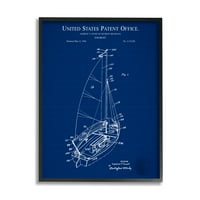 Stupell Industries vitorlás hajójármű -kék szabadalmi irodai rajz Blueprint keretes falművészet, 30, Karl Hronek tervezése