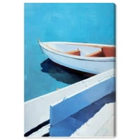 Wynwood Studio Canvas szőlős hajó tengeri és tengerparti tengeri vízijárművek fali művészet vászon nyomtatott kék celeste 16x24