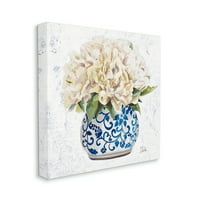 Stupell Industries kerek fehér virágos virágzik díszes mintás Vázafestés Galéria csomagolt vászon nyomtatás Wall Art, Design