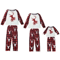 Egyedi olcsó nők karácsonyi szarvas póló és kockás nadrág családi pizsamás sleepwear készletek