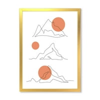 Designart 'Absztrakt vörös holdok hegységben' Modern keretes művészeti nyomtatás