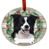 Border Collie dísz-E & S háziállatok - DIY személyre szabható-kutya ajándékok-kerámia kerek dísz mázas kivitelben-X-mas dekoráció-karácsonyi