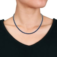 Miabella női 31- Carat T.G.W. Szívkékkék által létrehozott zafír sterling ezüst tenisz nyaklánc
