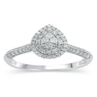 Carat T.W. Forever menyasszony körte kompozit gyémánt eljegyzési gyűrű ezüst, 6. méretben