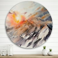 Designart 'fenséges naplemente ragyogás a hegyek táján' hagyományos körfém fali művészet - 36 lemez