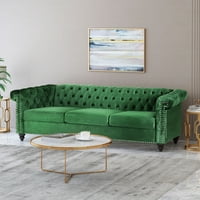 Noble House Kabella Velvet Tufted üléses kanapé, smaragd