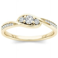 Carat T.W. Gyémánt bypass háromköves 10 kt sárga arany eljegyzési gyűrű