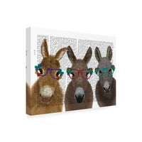 Fab Funky 'Donkey Trio Flower Glasses Book Print' Canvas Art