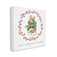 Stupell Industries Holly Jolly Karácsonyi egér grafikus galéria csomagolt vászon nyomtatott fali művészet, Livi Finn tervezése
