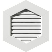 Ekena Millwork 16 W 14 H függőleges csúcsos gable szellőzőnyílás: Funkcionális, PVC Gable Vent W 1 4 lapos burkolat keret