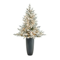 Szinte természetes 5 'Fraser Fir mesterséges karácsonyfa, meleg fehér lámpákkal