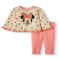 Disney Minnie egér kislány nyomtatott fodros gyapjú teteje és nadrágja, ruhakészlet