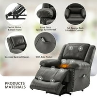 Hommoo elektromos masszázs szék, erőteljesítőképző masszázs és hő időskorúak számára, kárpitozó fekvőhely -kanapé szék, szürke