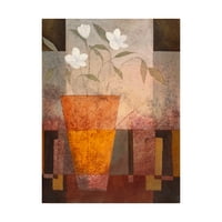 Védjegy Szépművészet 'Fehér virágok narancssárga vázában' Canvas Art készítette: Pablo Esteban