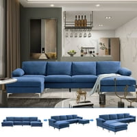 Aukfa Modern szekcionált kanapé alvó kanapé, chaise - l -u alakú kanapé - 128 kék