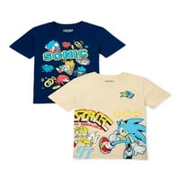 Sonic the Hedgehog Boys grafikus póló rövid ujjú, 2-csomag, méret 4-18