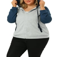 Egyedi olcsó nők plusz méretű színes blokk cipzáras kapucnis alkalmi dzseki zsebvel