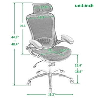 Aukfa ergonómikus irodai szék - Magas hátsó szék állítható fejtámlával - Fekete