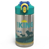 Zak Designs Kids 15. Oz Vizes palack Oroszlán King Simba és barát rozsdamentes acél One Manage Operation Action Action Beépített