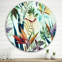 Designart 'Vintage trópusi virágok I' Trópusi körfém fali művészet - 36 lemez