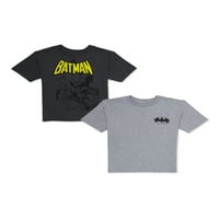 Batman fiúk rövid ujjú klasszikus képregény grafikus póló, 2-csomag, méretek XS-2XL