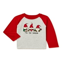 Ünnepi idő baba és kisgyermek Unise hosszú ujjú raglan karácsonyi póló, méretek Méretek hónapok-5T