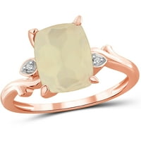 JewelersClub holdstone gyűrű születési köves ékszerek - 3. Karát holdkő rózsa arany az ezüst gyűrűs ékszerek felett, fehér gyémánt