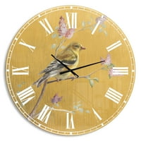 Designart 'Gold Bird on Blossoms III' parasztház Falióra