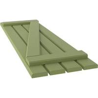 Ekena Millwork 1 2 W 63 H Americraft Négy tábla külső, valódi fa távolságra helyezett tábla-N-Batten redőnyök W Z-Bar, MOSS Green