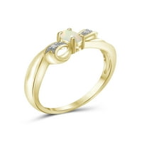 0. Carat T.G.W. Opál drágakő és fehér gyémánt akcentus gyűrű