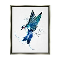 Kék madár repülõ szárnyak állatok és rovarok grafikus csillogás szürke keretes művészet nyomtatott fal művészet