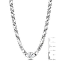 Miabella női 1- Carat T.G.W. Fehér zafír sterling ezüst pasziánsz medál link lánc nyaklánccal