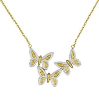 Ragyogó finom ékszerek 14K aranyozott sterling ezüst kéttónusú pillangó felnőttek női nyaklánc 18