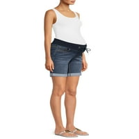 Alivia Ford női szülési kötött derékpánt tekercs mandzsetta bermuda rövidnadrág