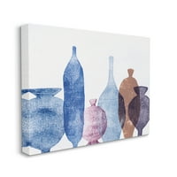 Stupell Industries Kék Réteges Vázák Kortárs Absztrakt Festészet Galéria Csomagolt Vászon Nyomtatás Wall Art