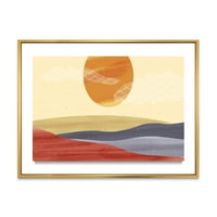 Absztrakt minimalistis táj hegyi és hold keretes festmény vászon művészeti nyomtatás