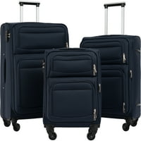 Set softside bővíthető könnyű fonó bőröndök, Aukfa Softshell könnyű poggyász -utazási készlet, amely magában foglalja a biztonsági