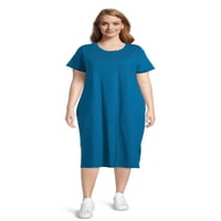 Terra & Sky Women's Plus Méret Egy zseb póló ruha
